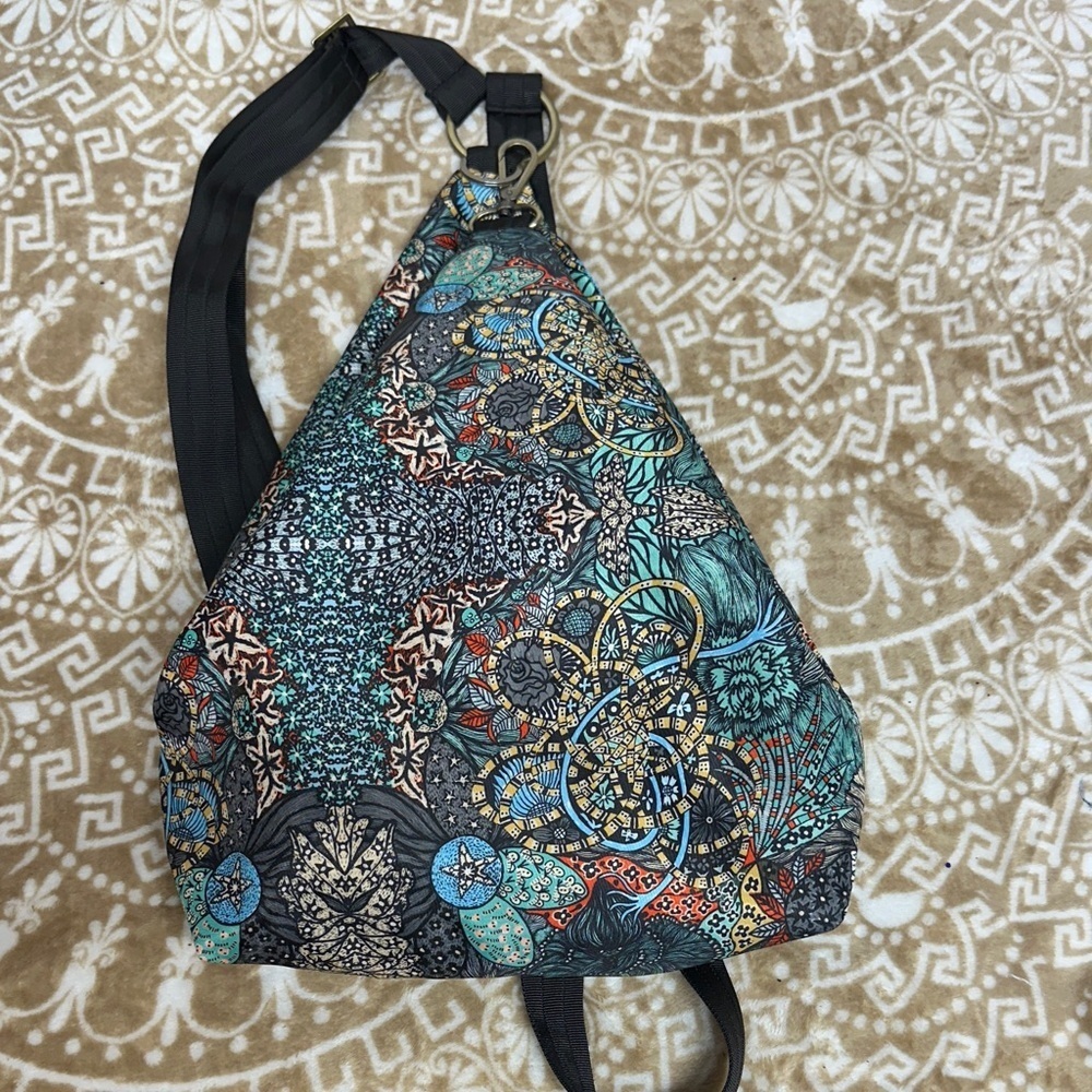 Artistic Patterned Backpack with Black Straps